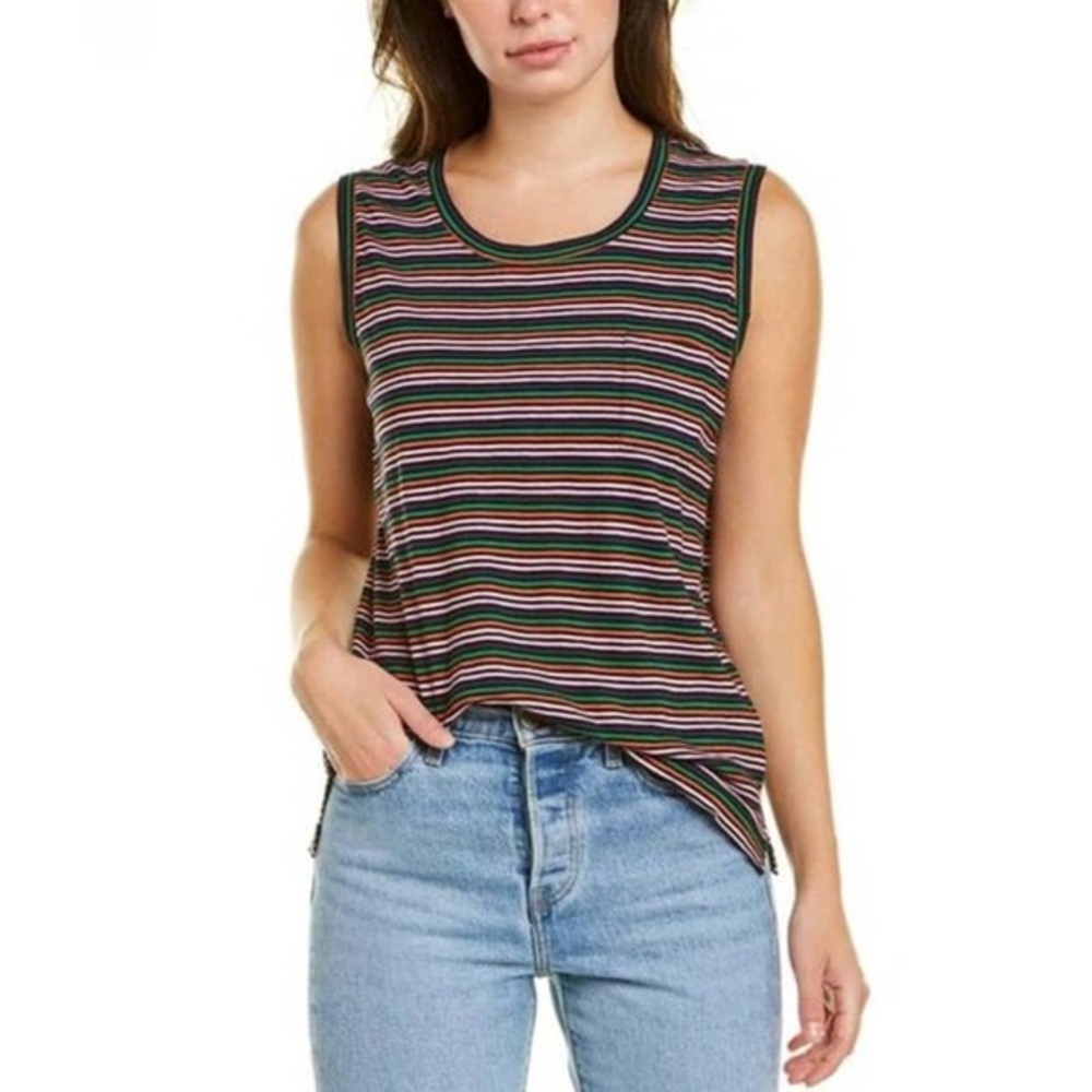 Madewell One Pockaet Coastal Rainbow Tank Top